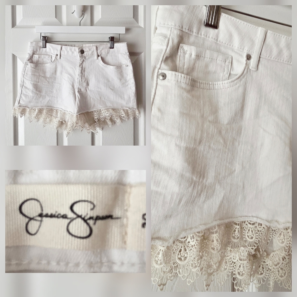 Ivory Jean Shirts With Lace Hem